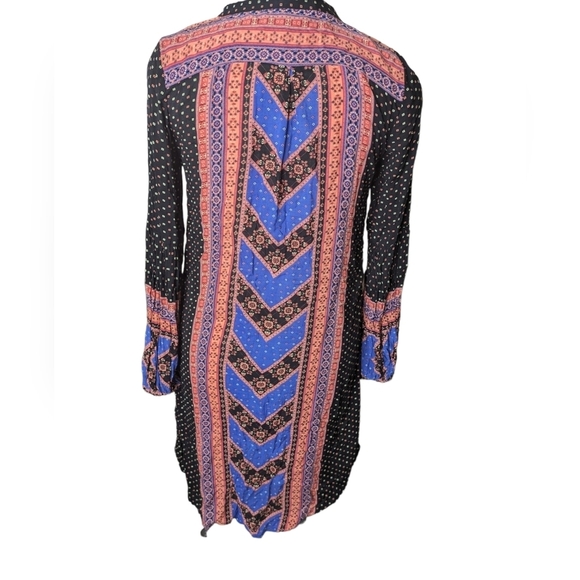 Free People High-Low Hem Black Multicolor Boho w/Geometric ...Size Small - Picture 3 of 6